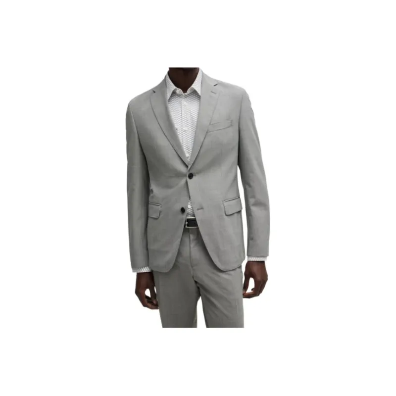 HUGO BOSS Slim-Fit Suit In Micro-Patterned Performance-Stretch Cloth Business Suits Men's Gray-5