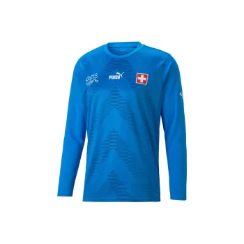 PUMA Switzerland Football Goalkeeper Long Sleeve Soccer Jersey Men's Blue