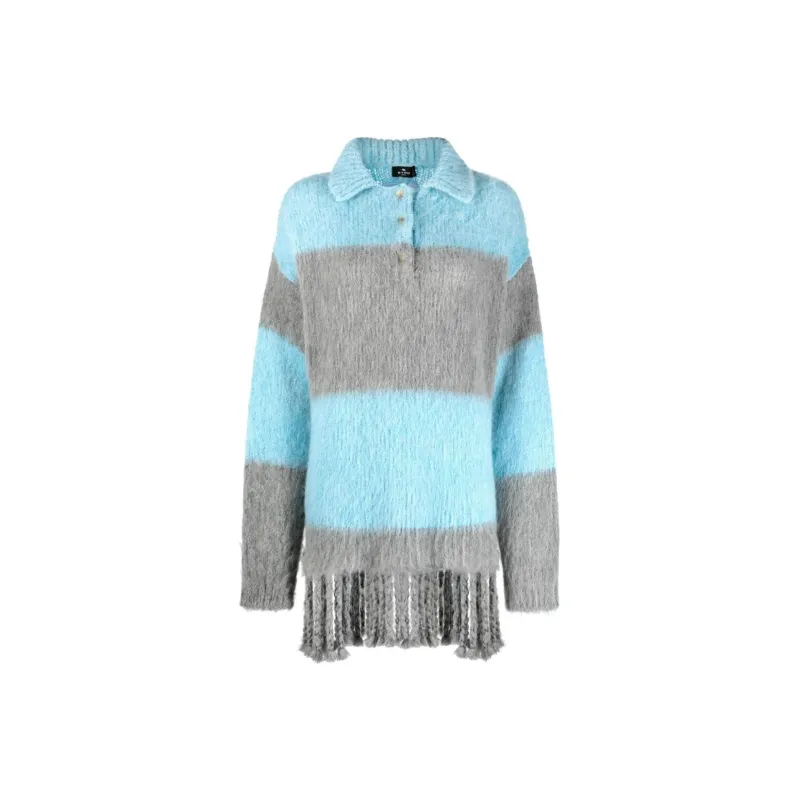 ETRO Brushed Effect Fringed Edge Sweater Mini Dress-0