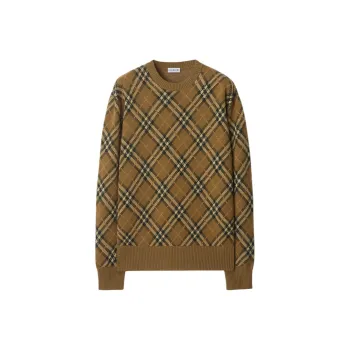 Burberry Checked Knitted Crewneck Jumper
