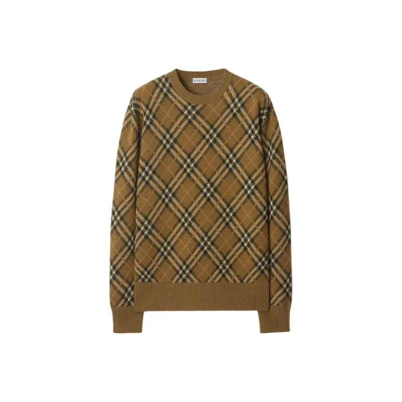 Burberry Checked Knitted Crewneck Jumper-0