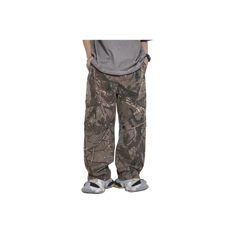 【dme】 Casual Pants Men's Brown Branch Camouflage-0