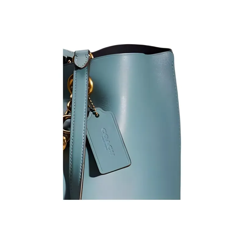 COACH Genuine Leather Tote Bag Shopping Bag Shoulder Bag Handbag Large Size Women's Ocean Blue-1