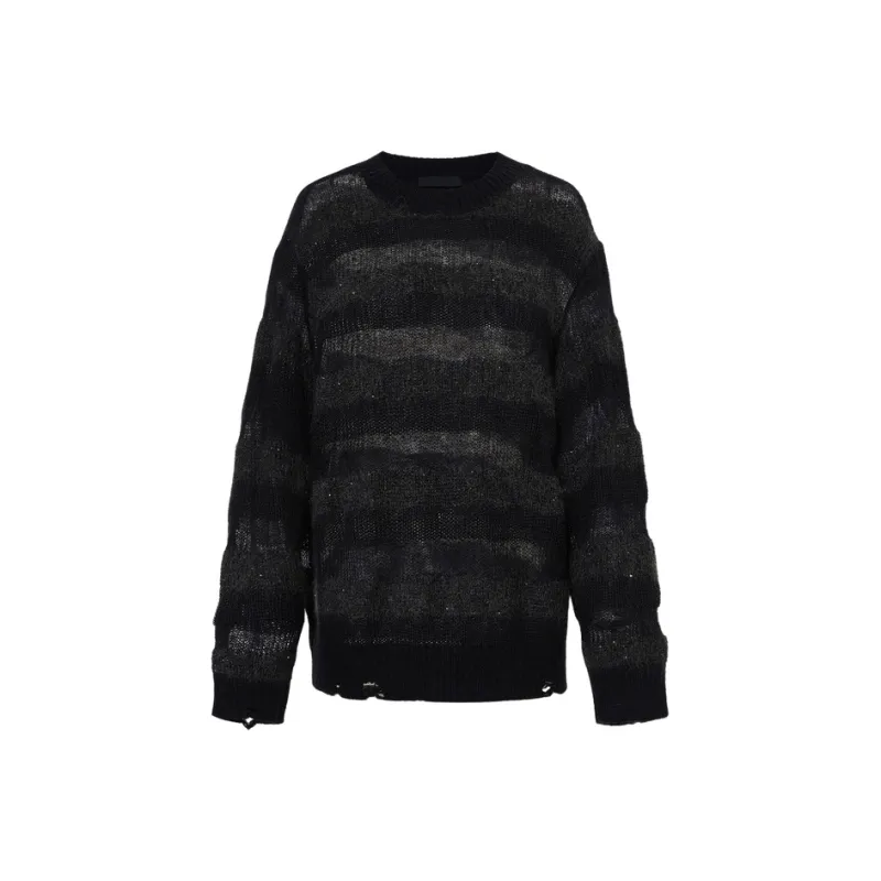 MOCO Sweater Women's Black Gray Stripes-0