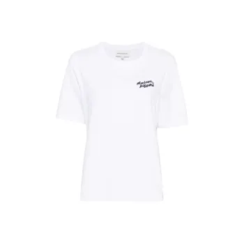 Maison Kitsune Logo embroidered Cotton T shirt