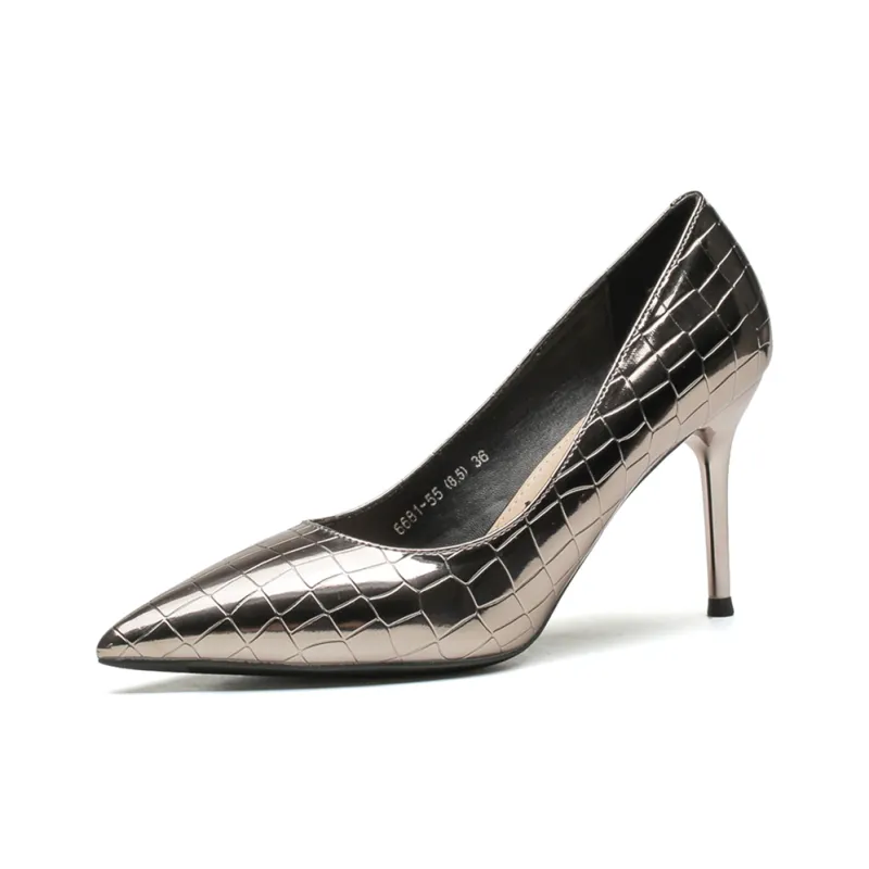 Lan Miao Slim Heel High Heels Women's Gunmetal-0