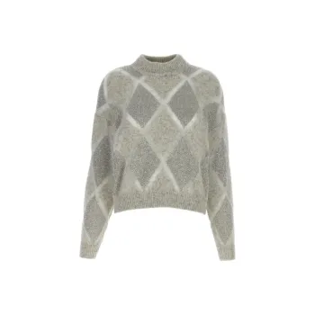 Brunello Cucinelli Checked Knitted Jumper