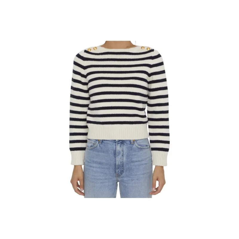 CELINE Boat Neck Marinière Sweater In Cashmere-0