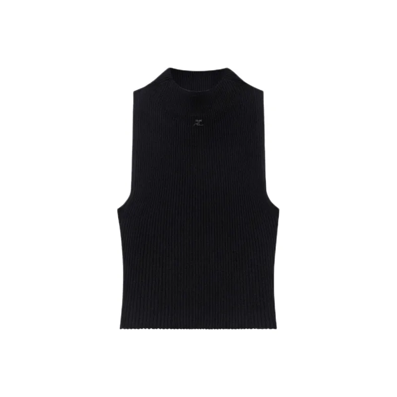 COURREGES Cropped Ribbed Tank Top-0