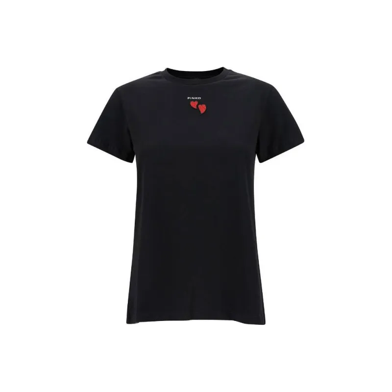 PINKO Heart Embellished Crewneck T-Shirt-0