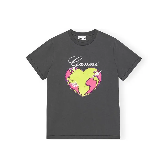 GANNI Relaxed Heart T-Shirt T-Shirt Women's Volcanic Gray-0