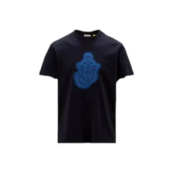 Moncler X Jw Anderson Logo T Shirt Navy Blue