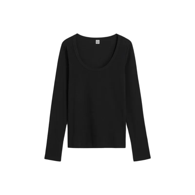 TOTEME Scoop neck Fine ribbed T shirt-0