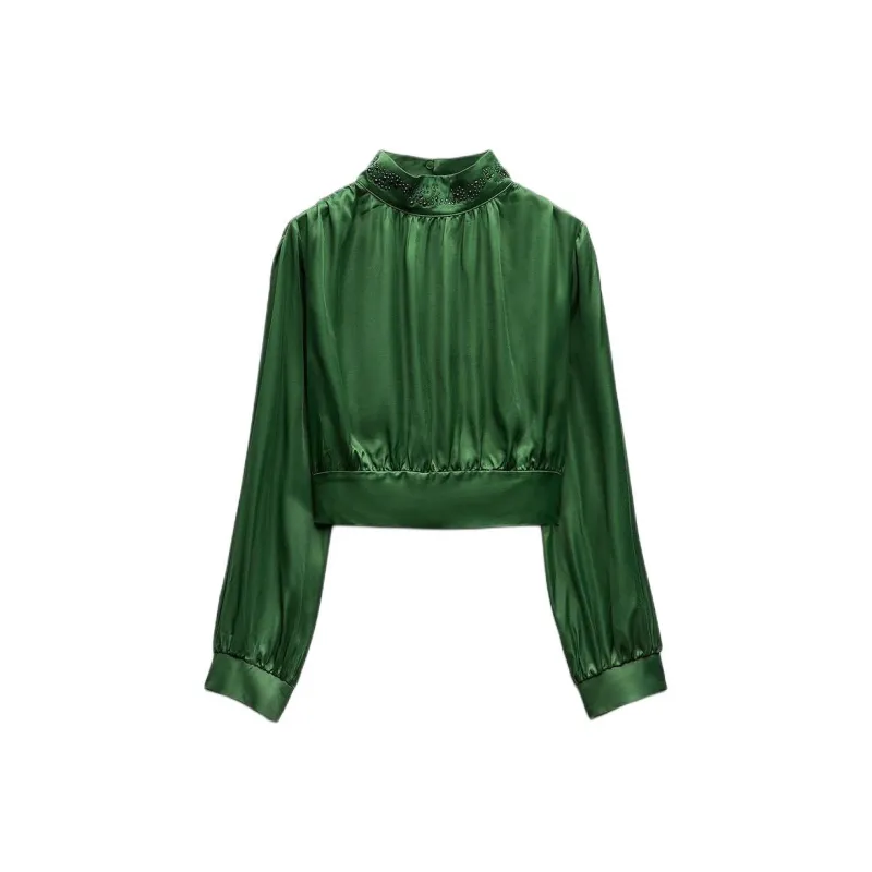 ZARA Crop Tops Women's Dark Green-0