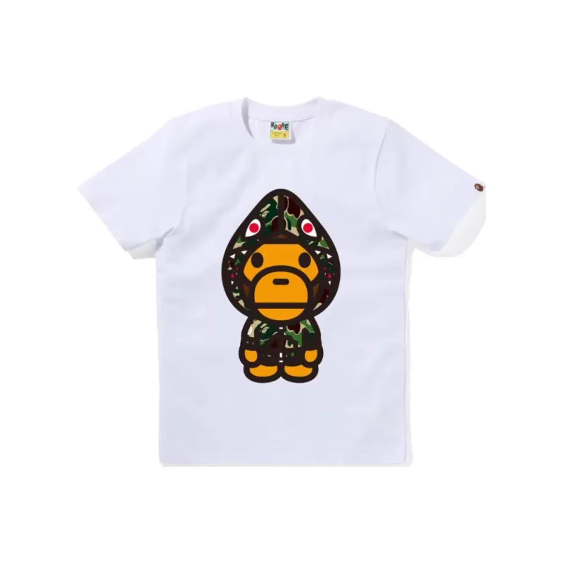 Bape Women's Abc Camo Shark Hoodie Milo Tee White/Pink-1