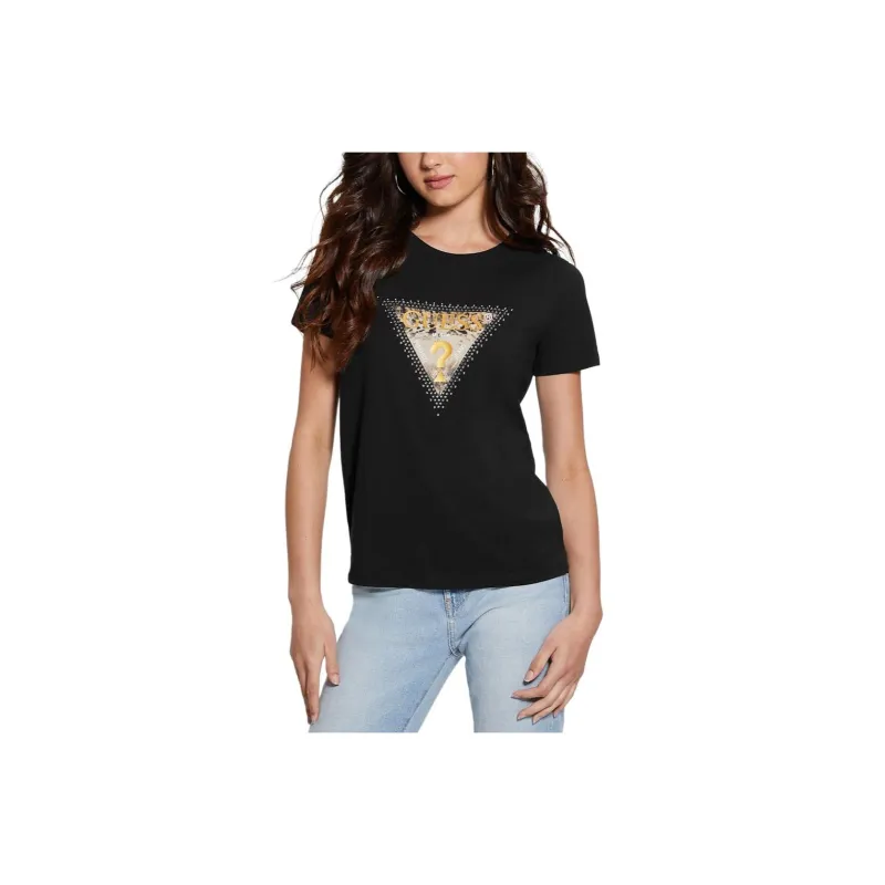 GUESS SS24 Eco Animal Triangle Tee T-Shirt Women's Black-0