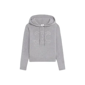CELINE Triomphe Hoodie In Sporty Wool And Cashmere