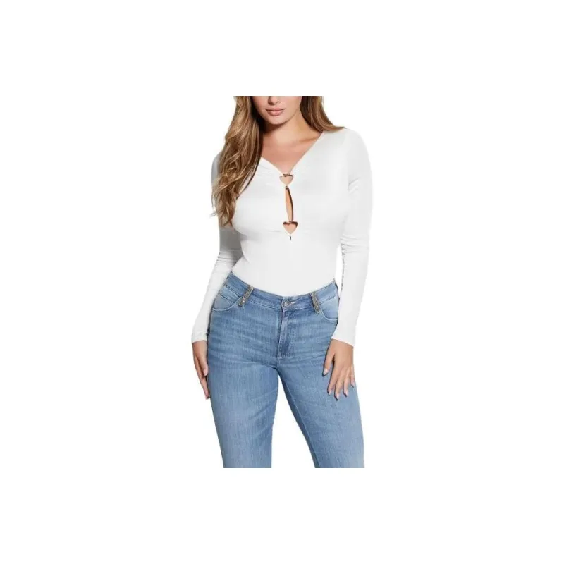 GUESS Allura Bodysuit T-Shirt Women's White-0