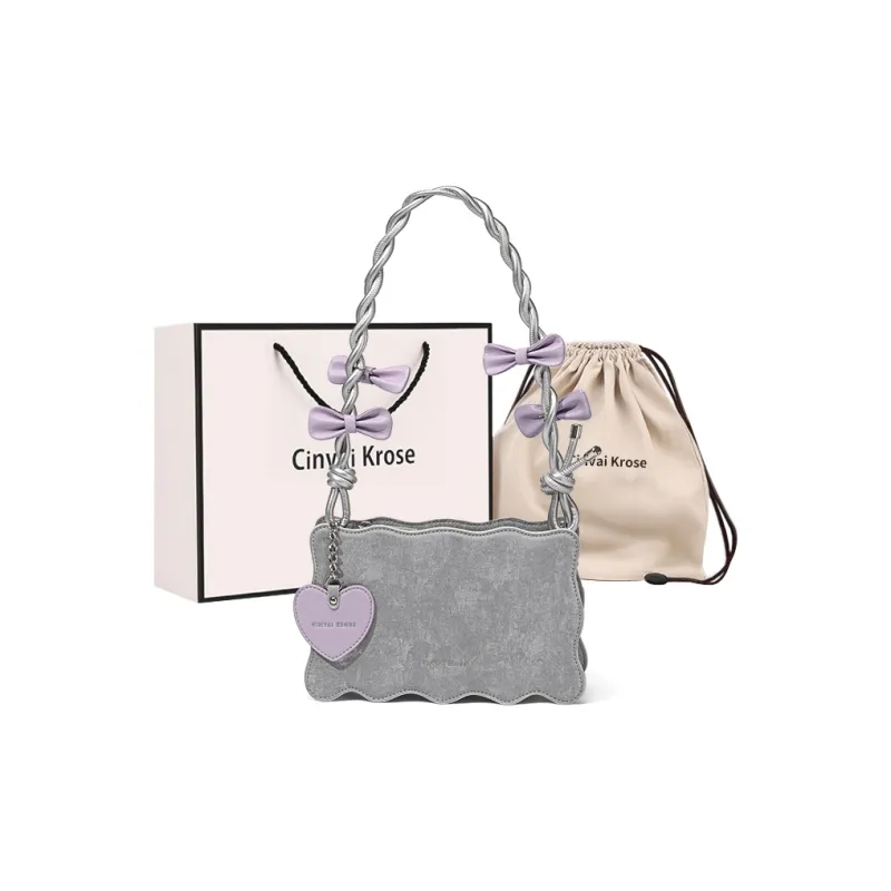 CinvaiKrose Synthetic Leather Shoulder Bag French Shoulder Bag Small Square Bag Small Size Women's Ecru/Silver-6