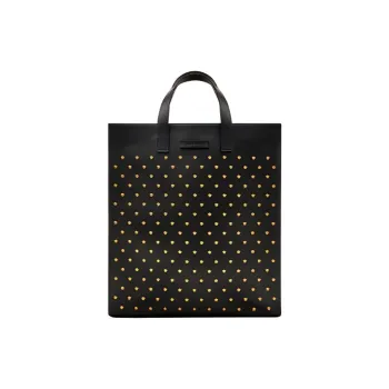 VERSACE Cow Leather Tote Bag Shopping Bag Handbag Men's Black