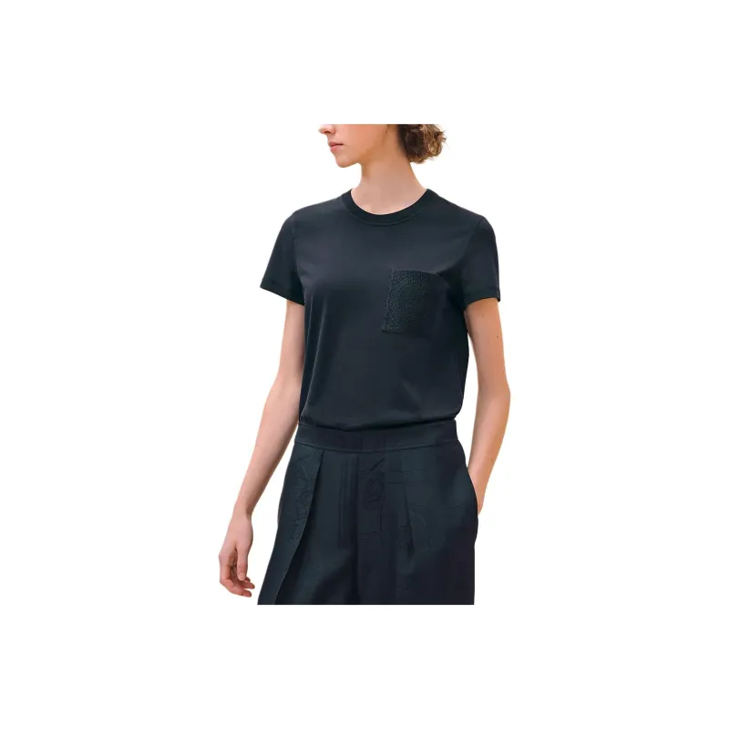 HERMES Regular T Shirt Women's Black Blue-0