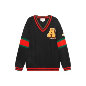 GUCCI Cable Knit Sweater With Patches