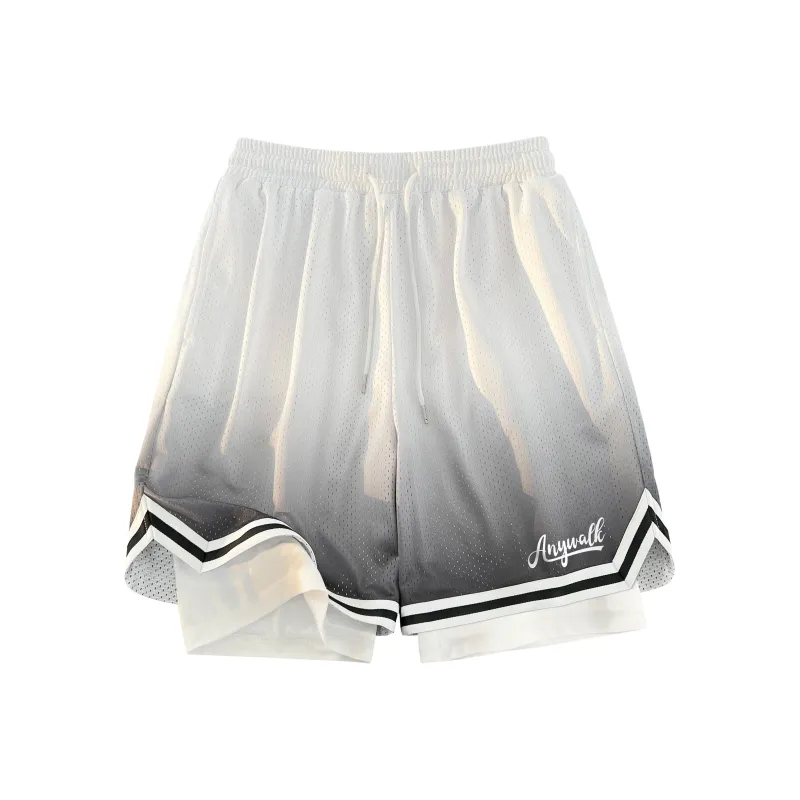 Anywalk Basketball Shorts Unisex Black White Gradient-0