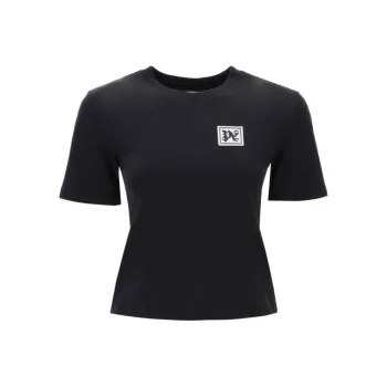 PALM ANGELS Logo Patch Crewneck T Shirt