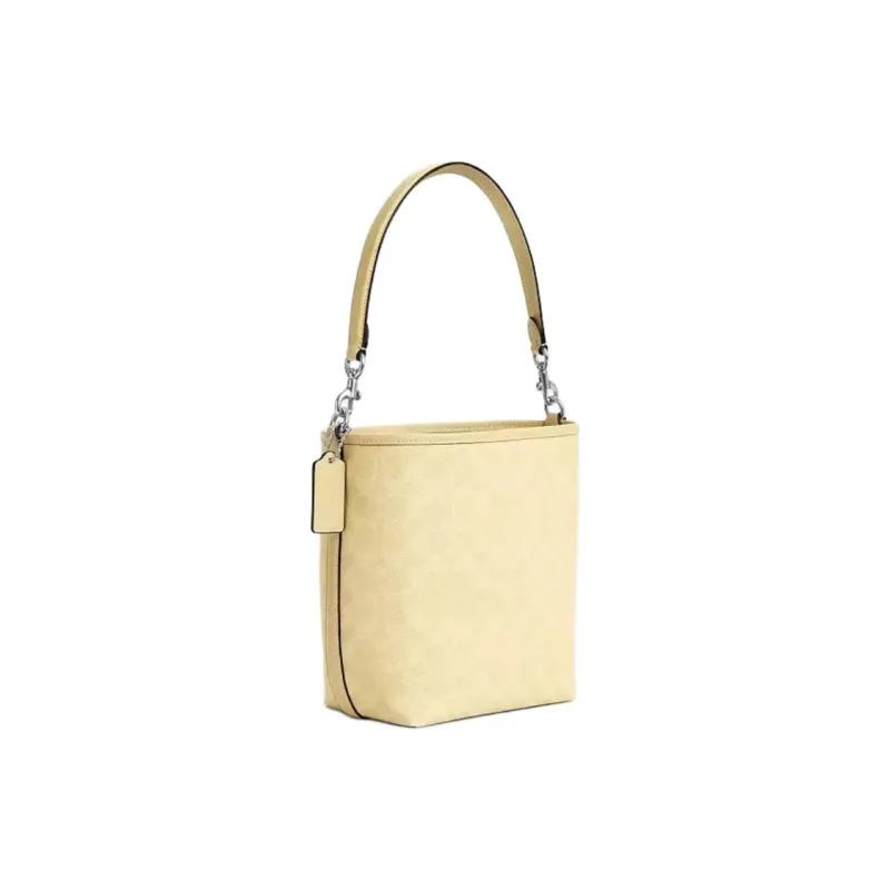 COACH City Coated Canvas One Shoulder Handbag Trumpets Women's Dry Grass-1