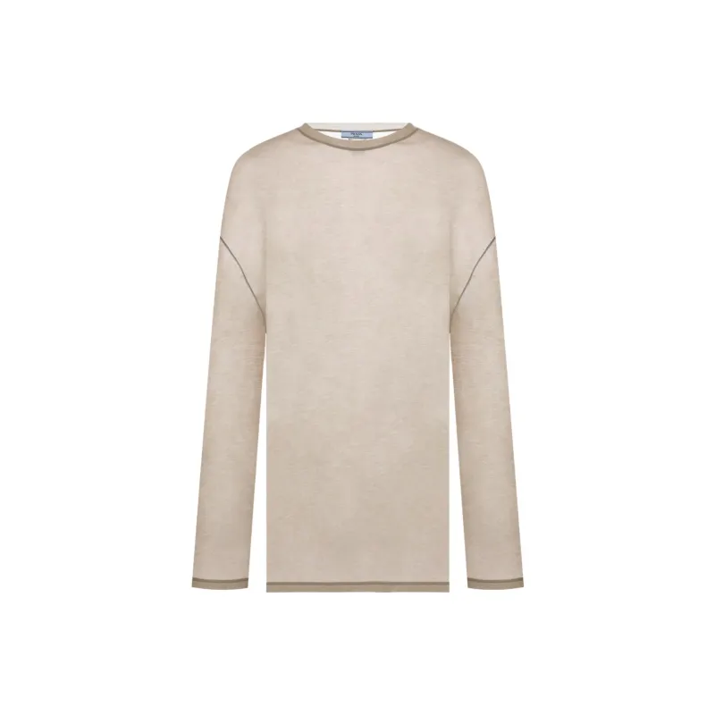 PRADA Drop Shoulder Sleeve T Shirt Women's Beige-0