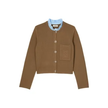 Sandro Detachable collar Waffle knit Cardigan