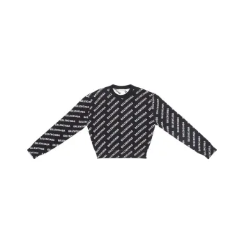 Balenciaga All Over Logo Crewneck 'Black/White'