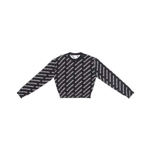 Balenciaga All Over Logo Crewneck 'Black/White'