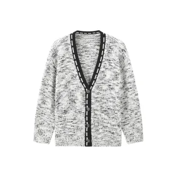 LEDIN Sweater Women's Black And White Polka Dot