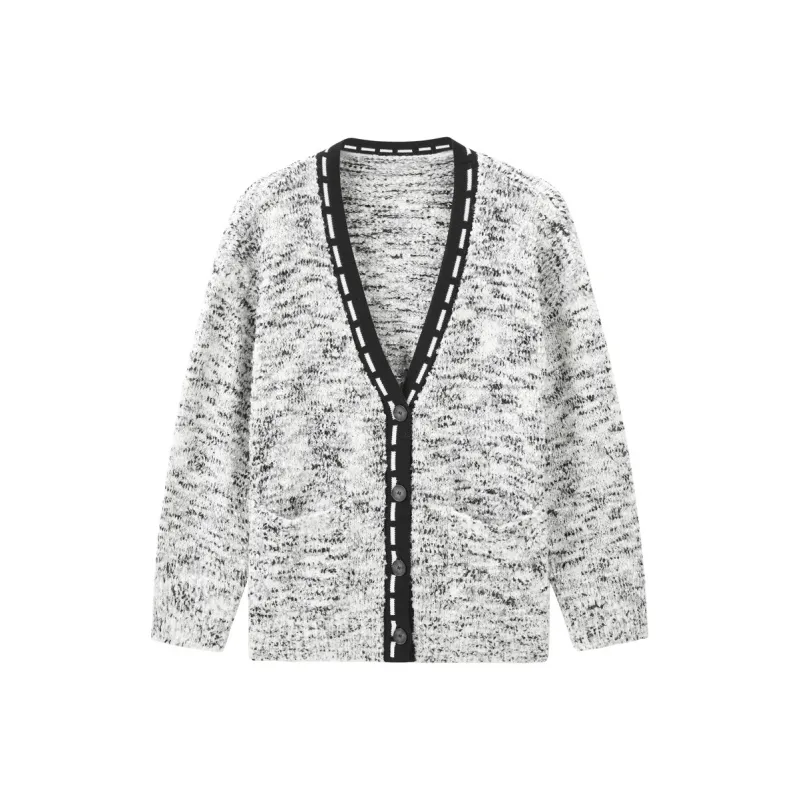 LEDIN Sweater Women's Black White Polka Dot-0