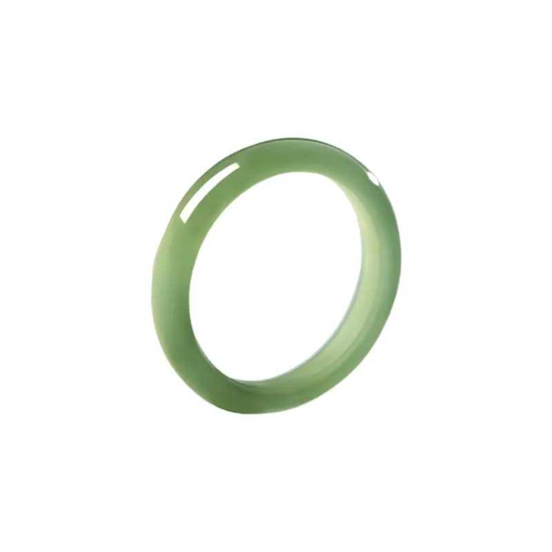 MY WORLD BEGINS AND ENDS WITH YOU Hetian Jade Rings Pale Greenish White Jade Unisex-5