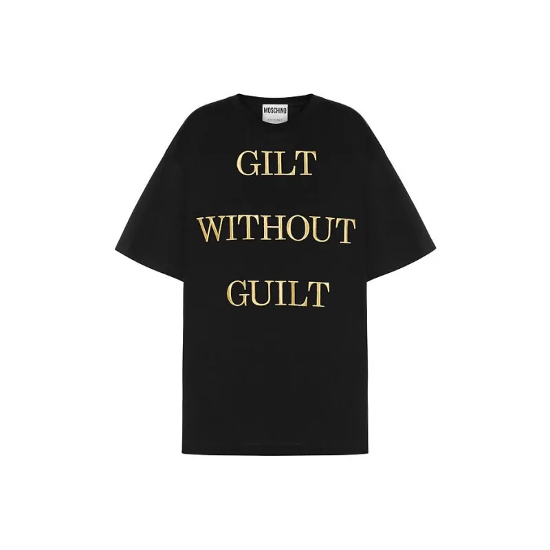 MOSCHINO Gilt Without Guilt Embroidered Crewneck T-Shirt-0