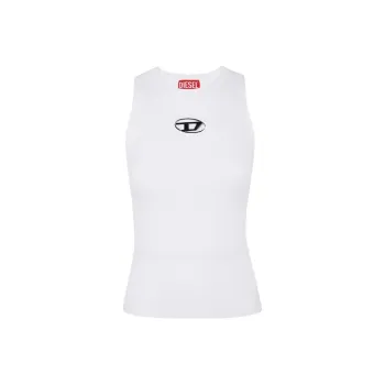 DIESEL M Caddix Logo Plaque Ribbed Knit Top