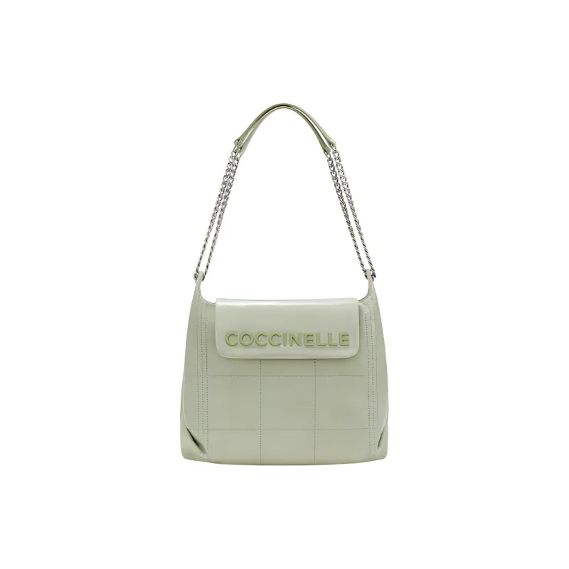 COCCINELLE Cow Leather Hobo Bag Handbag Shoulder Bag Large Size Women's Celadon Green-0