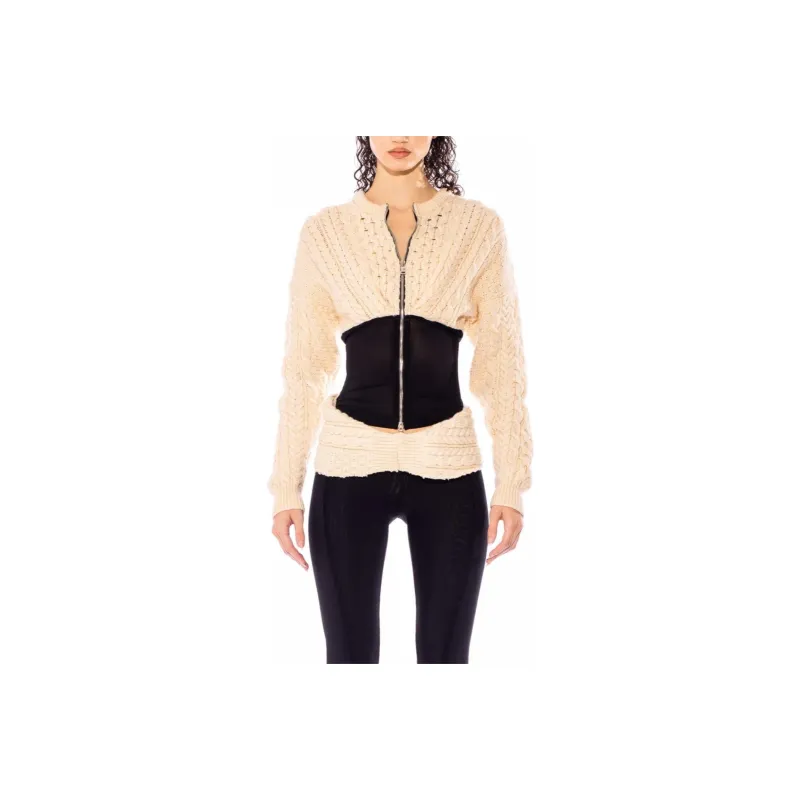 SAMI MIRO VINTAGE REWORKED FISHERMAN CARDIGAN Sweater Women's CREAM/Cream-0