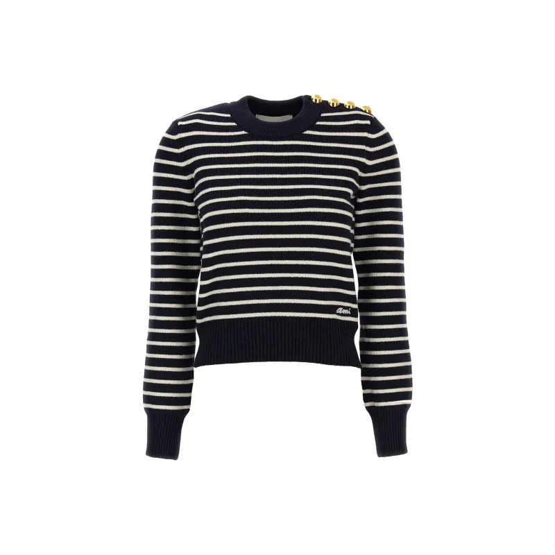 AMIPARIS Button Embellished Crewneck Knitted Jumper-0