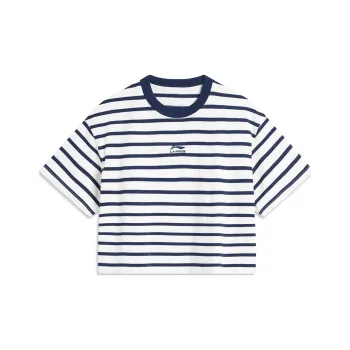 LiNing Weekend Youth T Shirt Women's Ivory/Dark Ship Blue