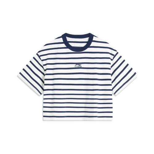 LiNing Weekend Youth T Shirt Women's Ivory/Dark Ship Blue