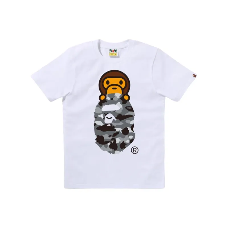 Bape Women's 1st Camo Milo On Ape Head Tee White/Yellow-1