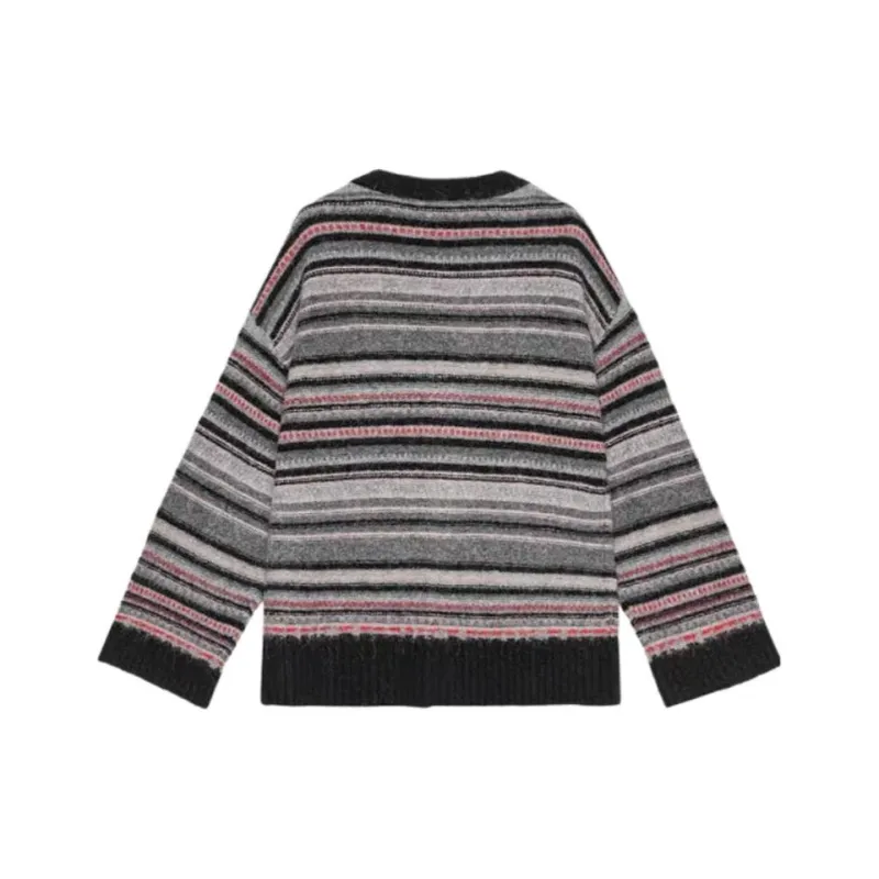 GANNI Striped Knit Cardigan-1