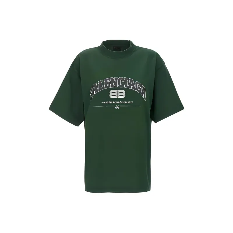 Balenciaga Drop Shoulder Sleeve T-Shirt Regular Fit Women's Green-0