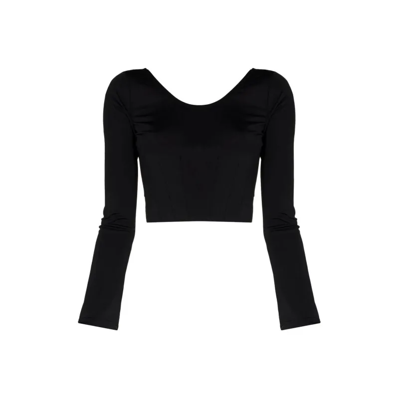 NATASHA ZINKO Zip up Corset Crop Top-0