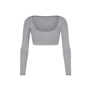 SKIMS COTTON JERSEY SUPER CROPPED LONG SLEEVE Crop Tops Women's PACIFIC/Pacific Blue