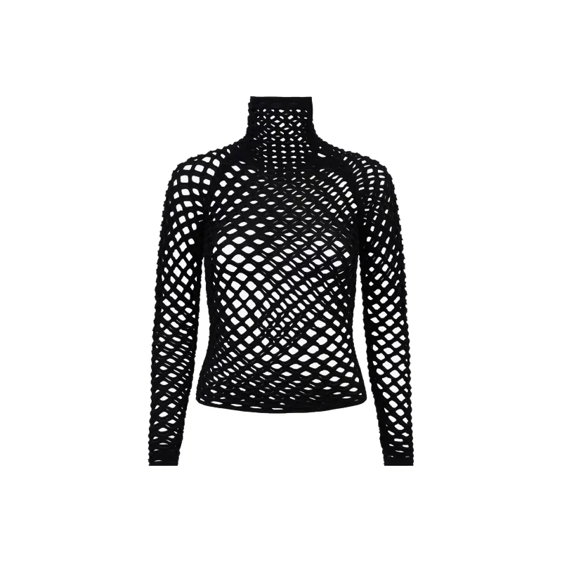 Alaia Knitted Turtleneck Cage Pullover-0