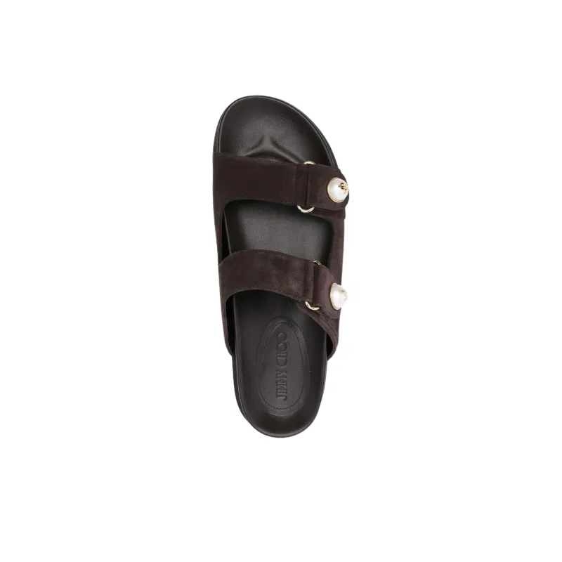 Jimmy Choo Fayence Slide Slippers Women's Brown-3